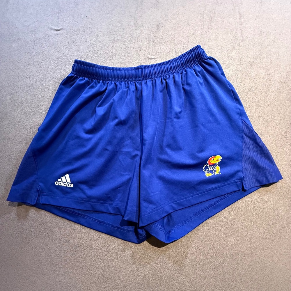 Adidas Kansas Jayhawks Shorts Mens Large Blue KU NCAA Athletic Running Gym